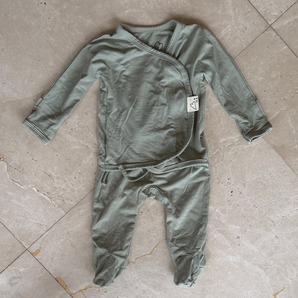 Sage Green Baby Footie with Wrap Style 0-3 Month